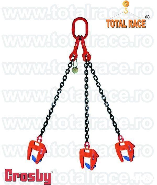 Total Race comercializeaza dispozitive din lant cu clesti pentru ridicarea verticala a tuburilor de beton,dispozitive cu 3 brate de lant si clesti model IPCC productie Crosby Interproduct Olanda,  dispozitive de lant cu clesti deschidere reglabila,clesti 