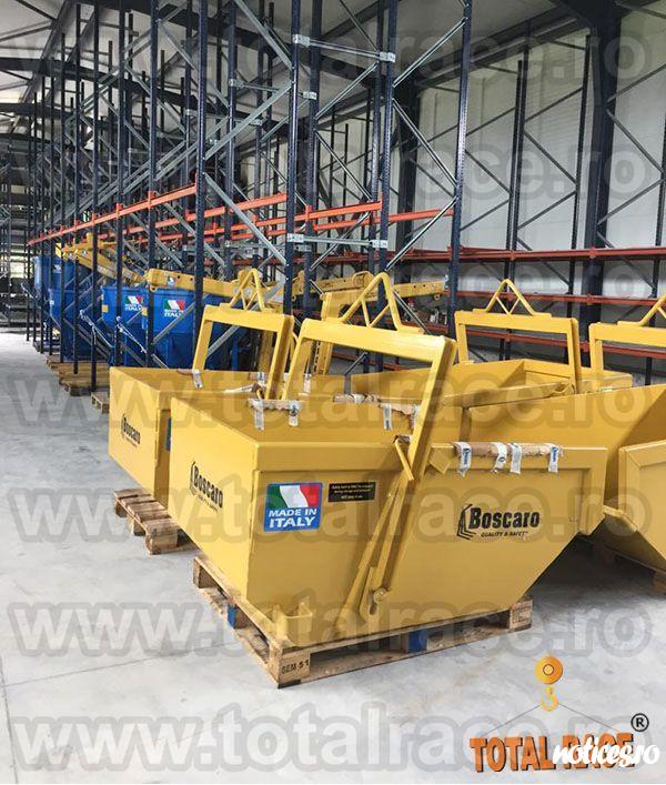 Total Race Romania comercializeaza din stoc Bucuresti sau la comanda  cupe de beton productie italia, cupa de beton pentru macara,cupe de beton, bene de beton, cupe macara, bena macara, bena cu descarcare centrala si furtun de cauciuc,  bene beton cu jgea