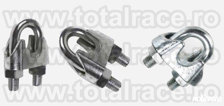 Total Race Romania comercializeaza din stoc Bucuresti bride-cleme de prindere cablu, din otel zincat pentru cablu otel , clipsuri (bride) tip DIN 741, bride zincate cablu tractiune, accesorii cablu tractiune, gama completa bride cablu. Preturi si disponib