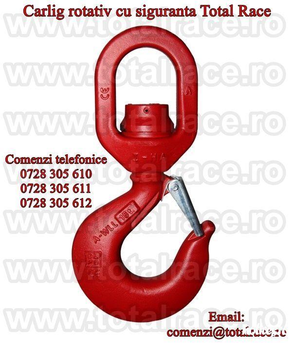 Total Race Romania comercializeaza carlige rotative cu siguranta , carlige macarale , carlig rotativ de ridicat sarcini la inaltime , carlige ridicare capacitati mari , carlige macara cu siguranta capacitate de ridicare intre 1,25 tone- 31,5 tone producti