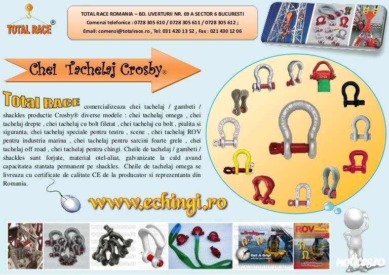 Total Race are in stoc gambeti pentru sarcini foarte grele,  chei tachelaj/gambeti/shackles productie Crosby® diverse modele : chei tachelaj omega , chei tachelaj drepte , gambeti cu bolt filetat , gambeti cu bolt , piulita si siguranta, chei tachelaj sp