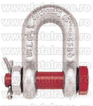 Total Race va ofera cu livrare din stoc gambeti tip lira (drepte ) marca Crosby, chei tachelaj drepte cu bolt filetat, shackles Crosby® ce au capacitati cuprinse intre 0.5 Tone si 55 Tone . Au factor de siguranta: MBL = 6 x WLL (Sarcina maxima de lucru),