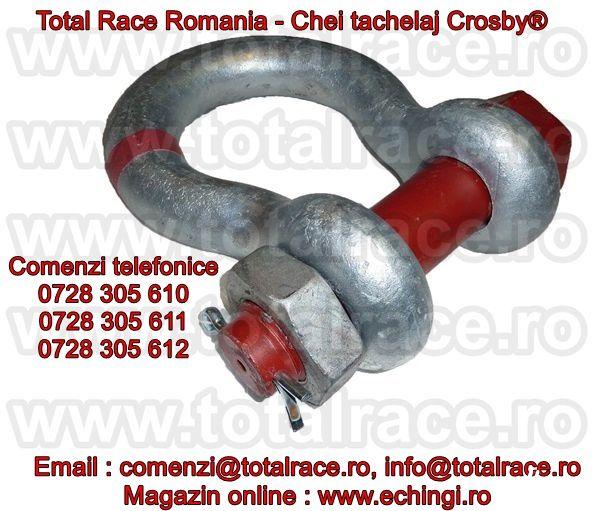 Total Race comercializeaza chei tachelaj / gambeti / shackles productie Crosby® , diverse modele : chei tachelaj omega , chei tachelaj drepte , gambeti cu bolt filetat , gambeti cu bolt , piulita si siguranta, chei tachelaj speciale pentru teatru , scene