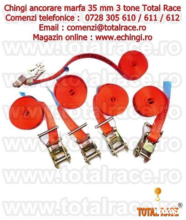 Total Race livreaza din stoc Bucuresti chingi ancorare circulare latime banda 35 mm sistem 35A/1, chingi circulare fixare marfa capacitate ancorare 3 tone , chingi ancorare cu clichet sistem strangere inclus, constructie o parte , sufe circulare legat mar