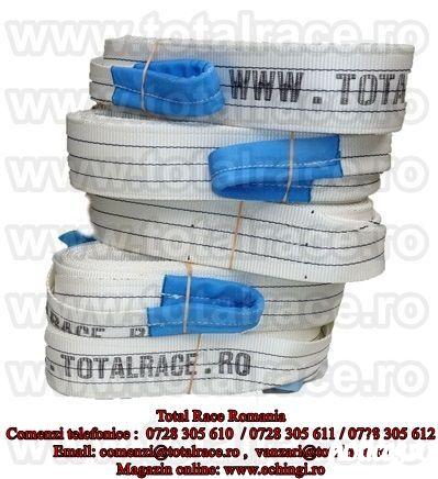 Total Race Romania comercializeaza chingi tractare / remorcare / recuperare / troliere de MLB 5 tone cu lungime de 3 metri / 4 metri / 5 metri,alte lungimi la cerere , culoare ecru , latime de banda  50  mm, sufe remorcare textile din poliester fabricate 