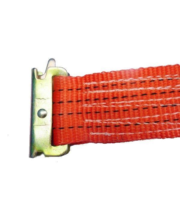 chinga transport pentru delimitare spatiu marfa camioane sistem 50 mm cu lungime 4 metri , latime banda 50 mm , in conformitate cu EN 12195 - 2 Elongatie < 7 % cu clichet Stf 200 daN, din 2 parti , carlige model numarul 5, material poliester, culoare port