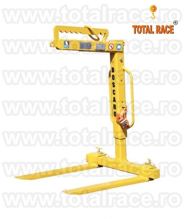 Total Race Romania livreaza din stoc Bucuresti dispozitive de ridicare cu furci de macara pentru transport si manevrat paleti de caramida, bca ,  dispozitive de ridicare cu  furci de macara cu lungime lame 1000 mm, dispozitive de ridicare cu  furci de mac