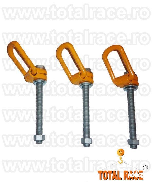Total Race Romania comercializeaza inele flexibile ridicare cu tija lunga si piulita , ocheti ridicare cu dimensiuni tija intre 76 – 295 mm, puncte prindere cu fixare prin insurubare cu tija lunga si piulita, inele ridicare rotative cu articulatie M8-M4