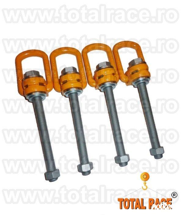 Total Race Romania livreaza din stoc puncte ridicare flexibile cu tija lunga si piulita , inele ridicare cu tija filetata lunga, inele flexibile ridicare cu tija cu dimensiuni intre 76 mm – 295 mm, ocheti ridicare cu tija lunga si piulita , inele ridica