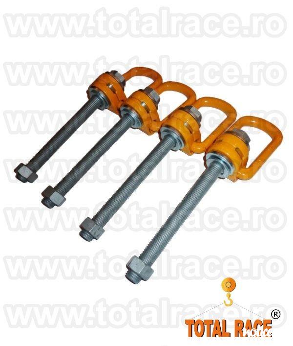 Total Race Romania livreaza din stoc  inele ridicare rotative cu articulatie, puncte ridicare flexibile cu tija lunga si piulita , inele ridicare cu tija filetata lunga, inele flexibile ridicare cu tija cu dimensiuni intre 76 mm – 295 mm, ocheti ridicar