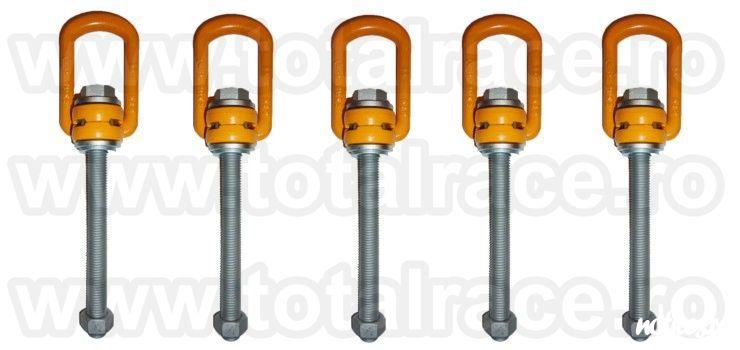 Total Race Romania comercializeaza inele flexibile ridicare cu tija lunga si piulita , ocheti ridicare cu dimensiuni tija intre 76 – 295 mm, puncte prindere cu fixare prin insurubare cu tija lunga si piulita, inele ridicare rotative cu articulatie M8-M4