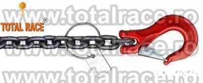 sisteme complete din lant de ancorare de 8 mm , Lc=4000 daN ce contin: intinzator lant cu carlige de scurtare la capete 8 mm , 2 carlige cu siguranta 8 mm , cu montare directa pe lant,  lant negru grad 80 cu lungime la cerere in functie de nevoile proiect