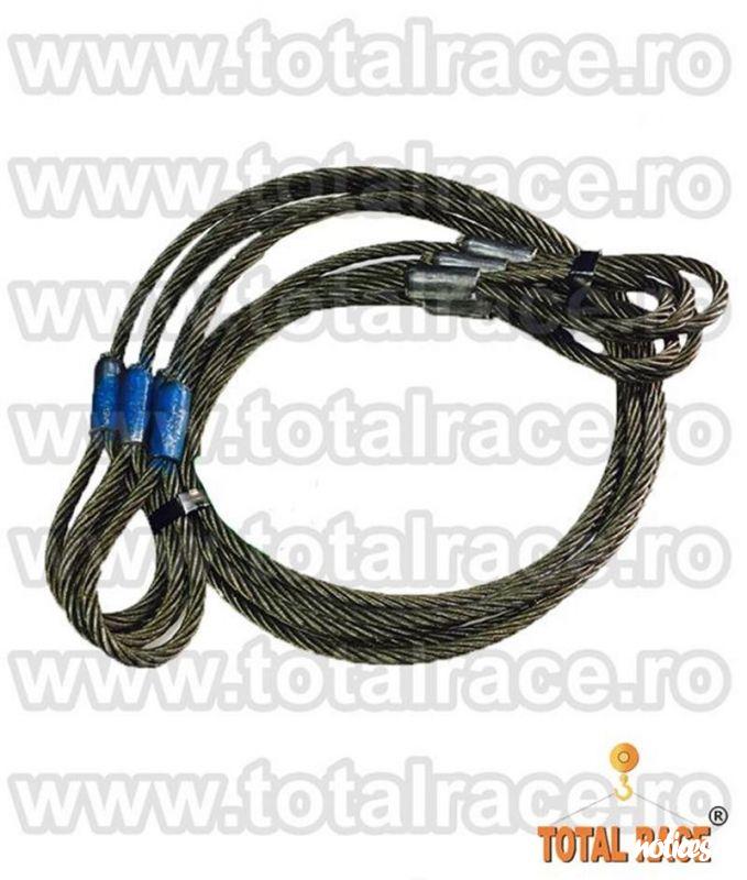 Total Race Romania livreaza din stoc cabluri de legare cu capete manșonate, cu inimă metalică , sufe metalice constructie  6x36ws+stk , cablu metalic cu manson talurit capacitate 1,84 tone , 2,17 tone , 3,29 tone , sufe metalice cu manson talurit dimen