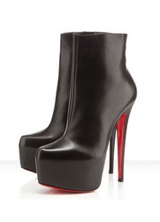 Botine negre din piele Christian Louboutin Daffodil, toc inalt 16cm si platforma, talpa rosie