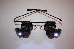 Ochelari cu lupa dubla 20x ceasornicar bijutier cu iluminare, dublu monoclu, lupa clara sticla