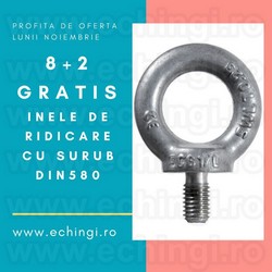 Inel de ridicare cu filet exterior DIN 580, 8+2 gratis